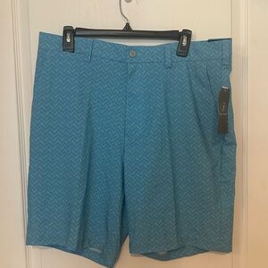 PGA Tour Teal Chevron Stretch Golf Shorts sz 36
